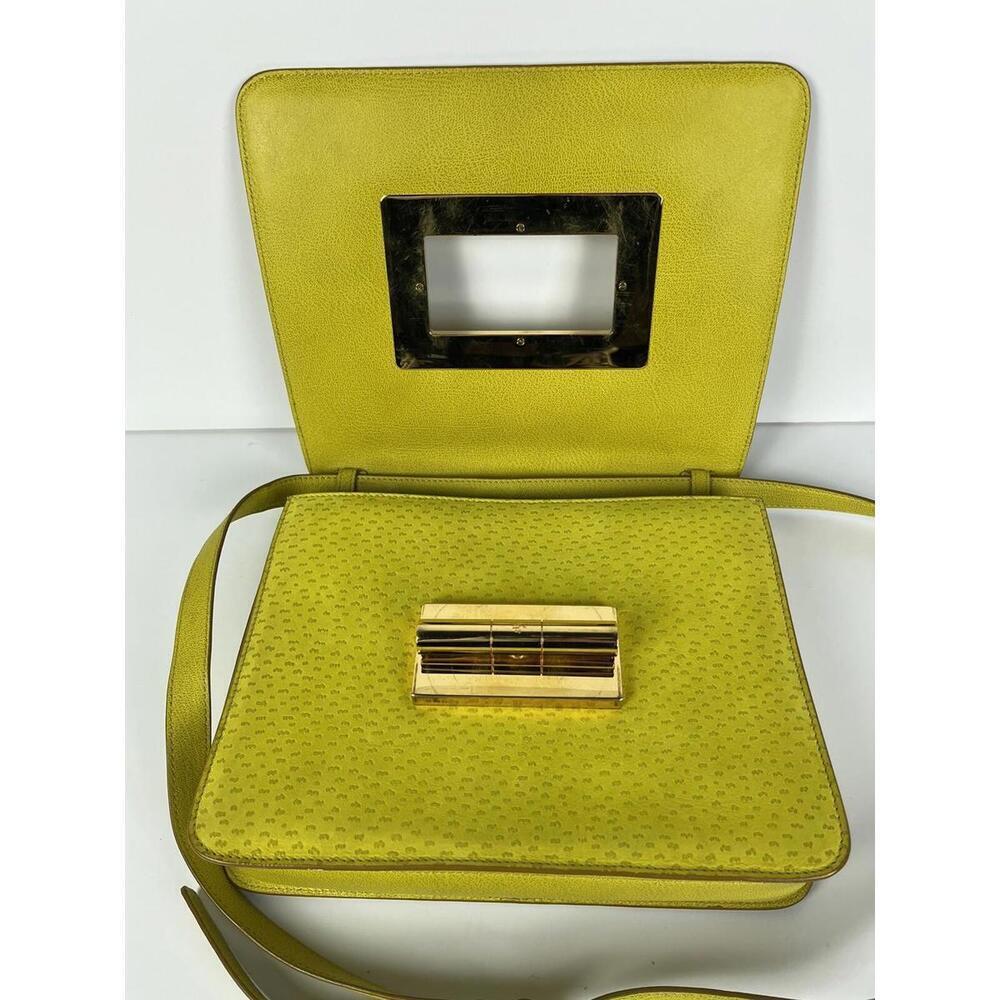 Tom Ford Peccary Suede Chrome Natalia Yellow Shoulder Bag Size Medium - Picture 6 of 13